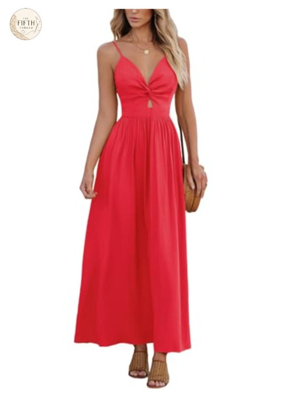 V Neck Twisted Pleated Cutout Backless Formal Maxi Dress